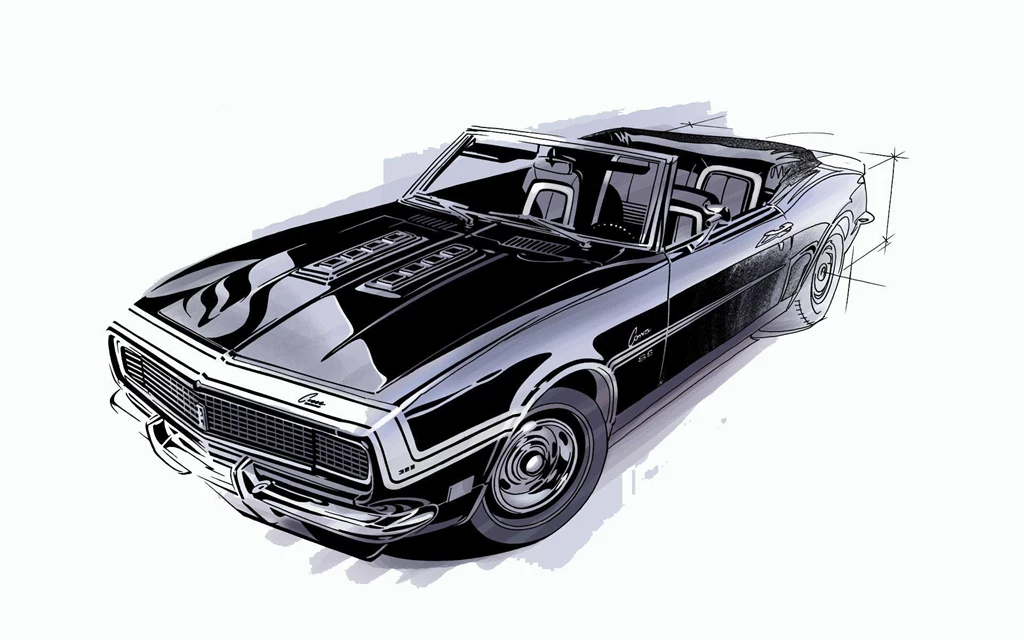 Hd wallpapers wallpaper sketch front high angle camaro paper ...