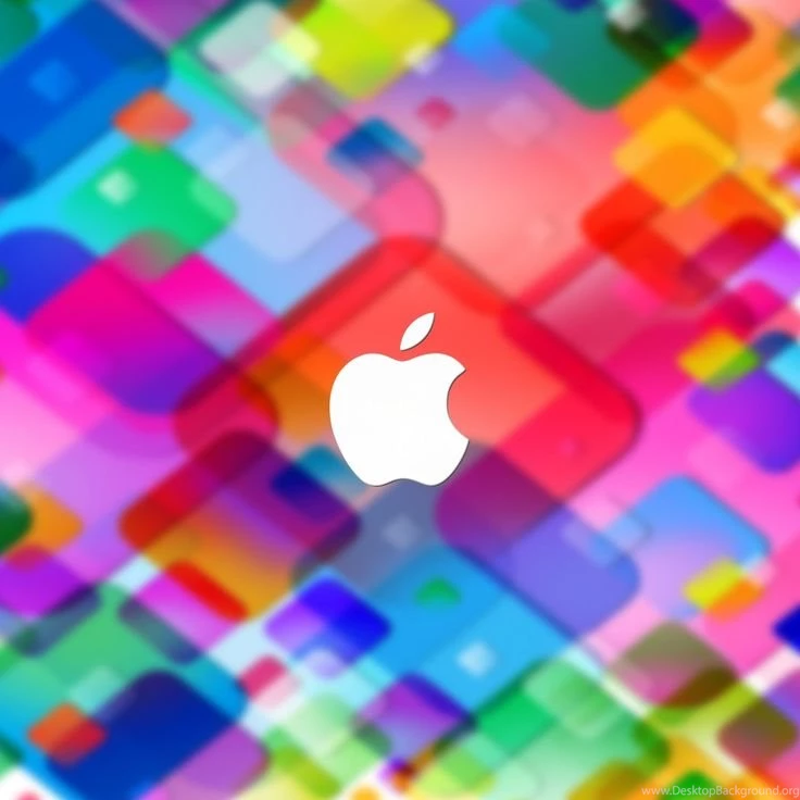 Apple Logo Blurred Colorful Squares iPad Wallpapers HD