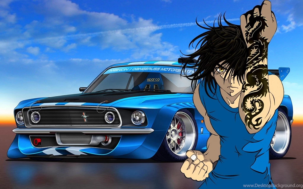 Boy And Racer Car Cartoon