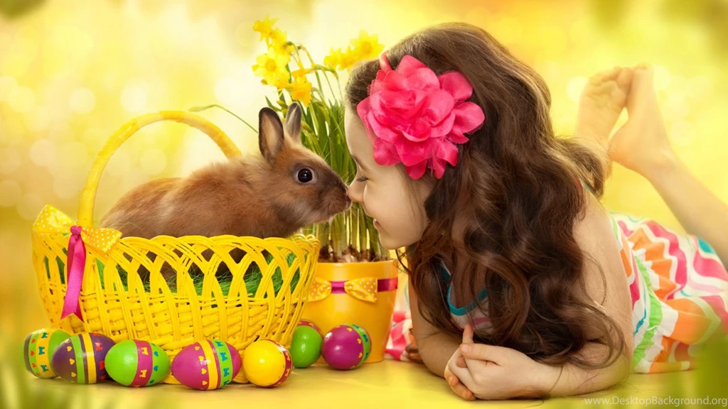 Cute Girl And Little Rabbit Wallpapers HD