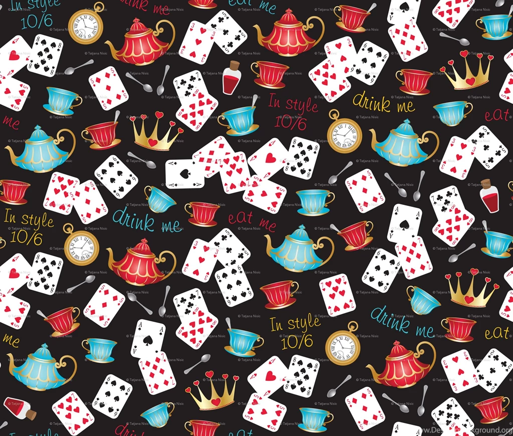 In Wonderland: Mad Tea Party Fabric Jazzypatterns Spoonflower