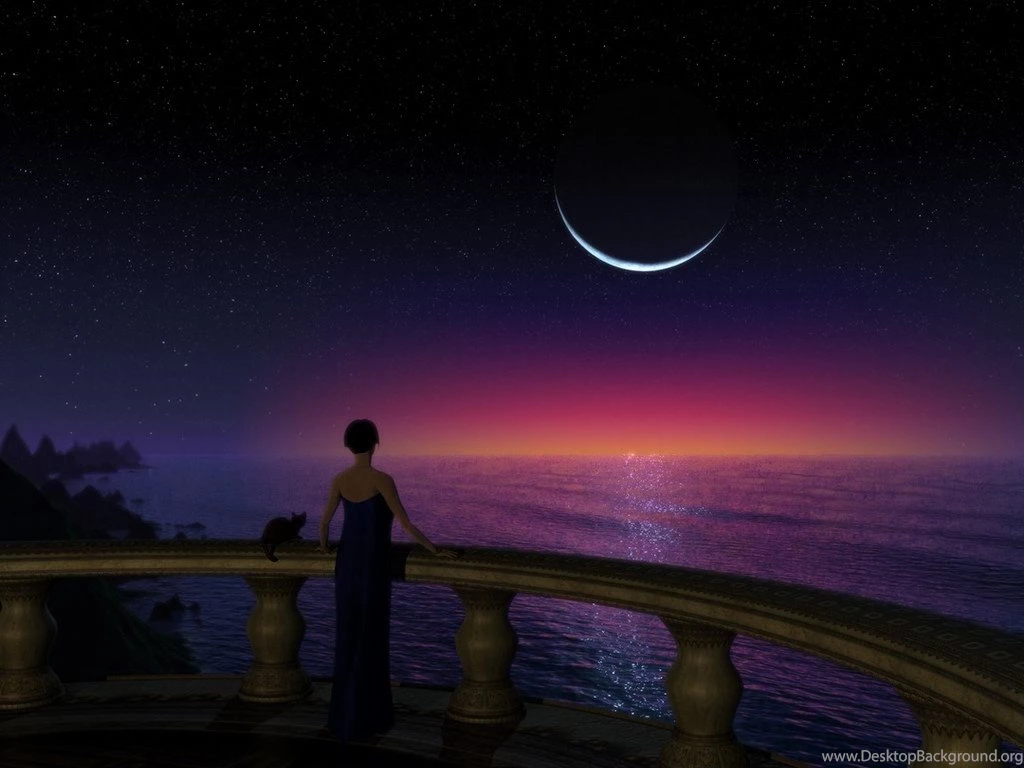 Lady Watching The Sunset: 3D/Digital Wallpapers Backgrounds Bandit