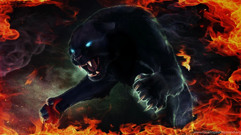 FIRERY BLACK PANTHER WALLPAPER (