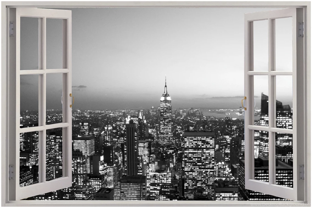 Huge 3D Window New York City View Wall Stickers Film Mural Art ...