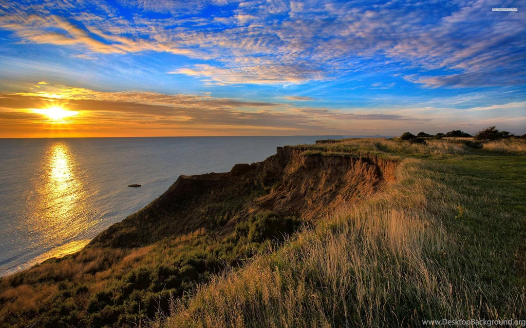 Beautiful Sunrise Over The Sea, Sky, Cloud, Coast, Grass, Nature ...