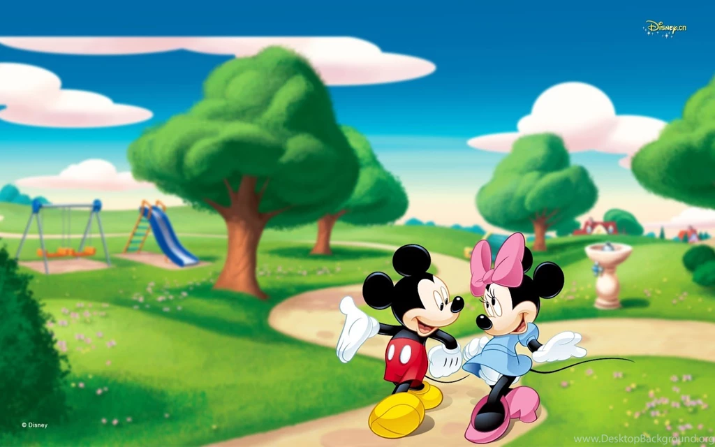 Cartoon Wallpapers Of Mickey Mouse With Minnie Mouse On Blue ...