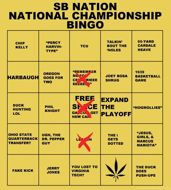Come Play NATIONAL CHAMPIONSHIP BINGO, Ohio State Vs. Oregon ...