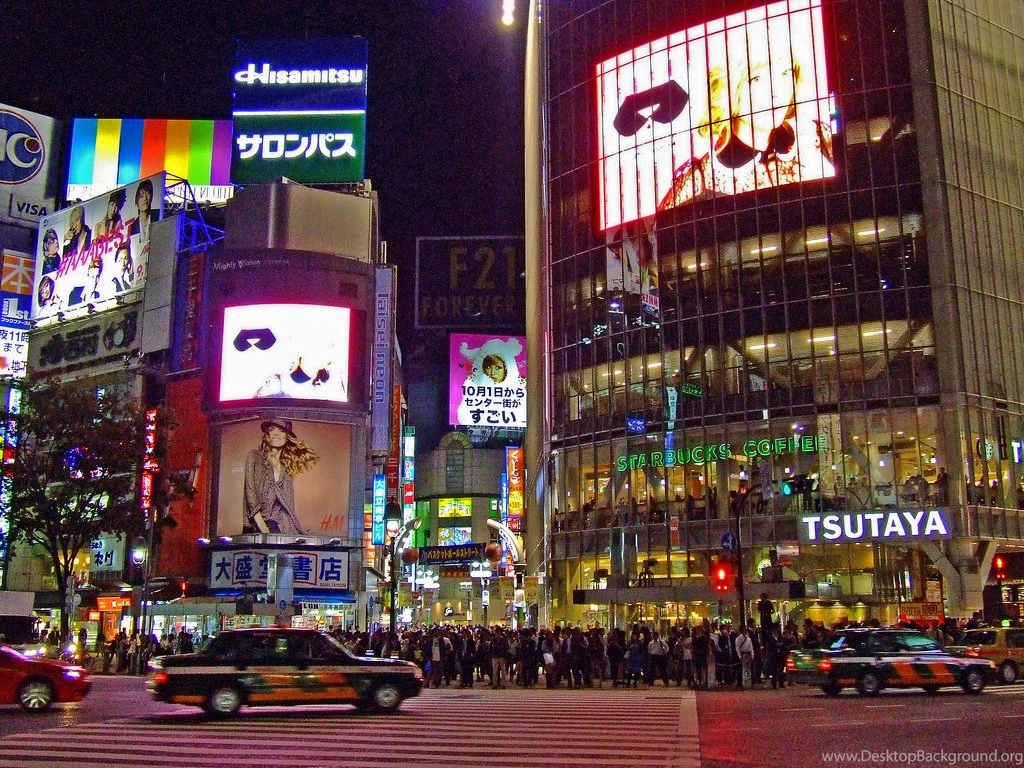 Shibuya Crossing At Night