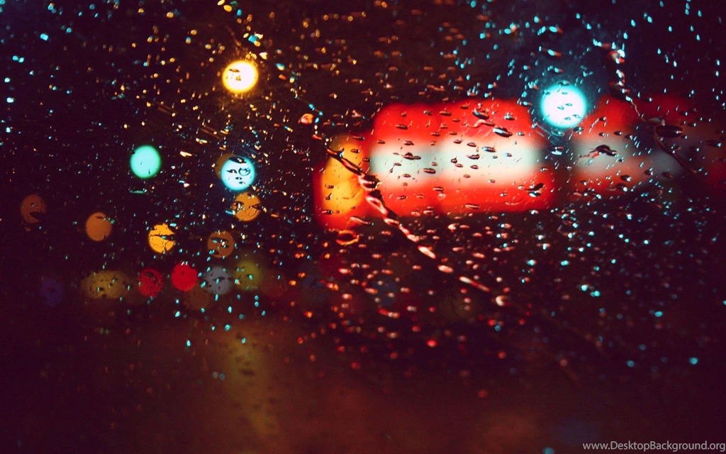 Car Window Drops Water Red Lights Rain Wide HD Wallpapers ...
