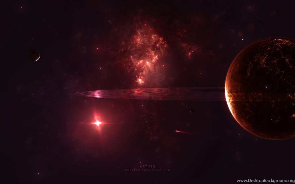 Outer Space Red Lights Planets Nebulae Rings DeviantART Bright ...