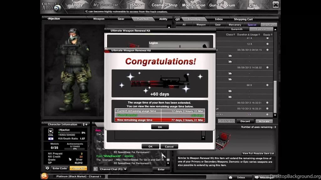 INjection Ultimate Wepone Renewal Kits X7 On Legion (Combat Arms ...