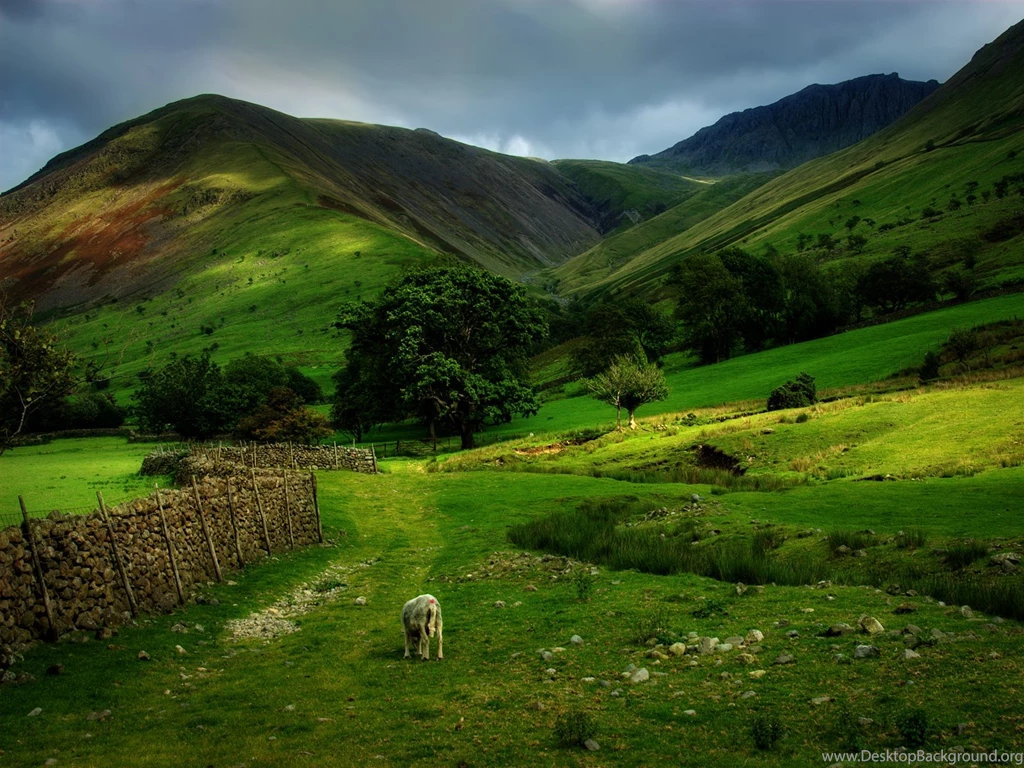 Green Hills Behind Broken Window Wallpapers