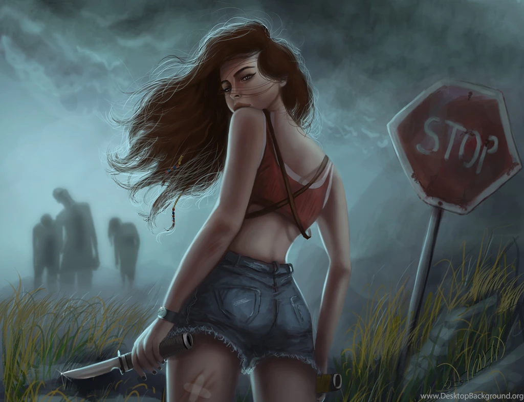 Download Monsters Girl Knife Mist Zombie Fantasy Wallpapers In Res ...