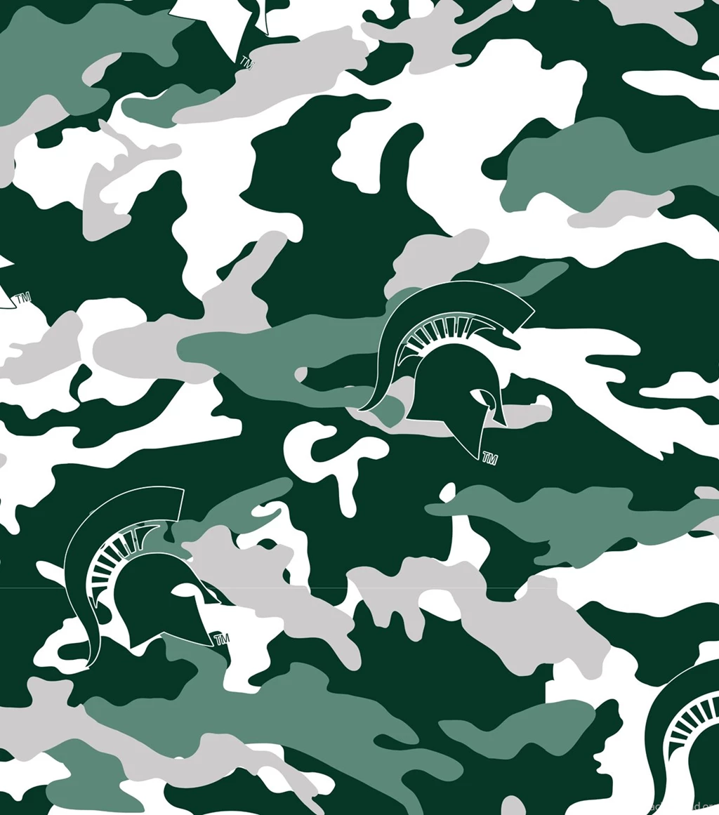 NCAA Fleece Fabric  Michigan State Camo