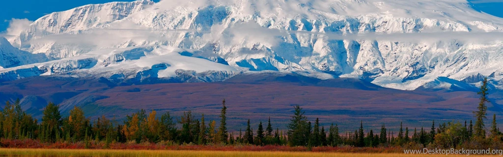 Download Wallpapers 3840x1200 Mountain, Snow covered, Top, Autumn ...