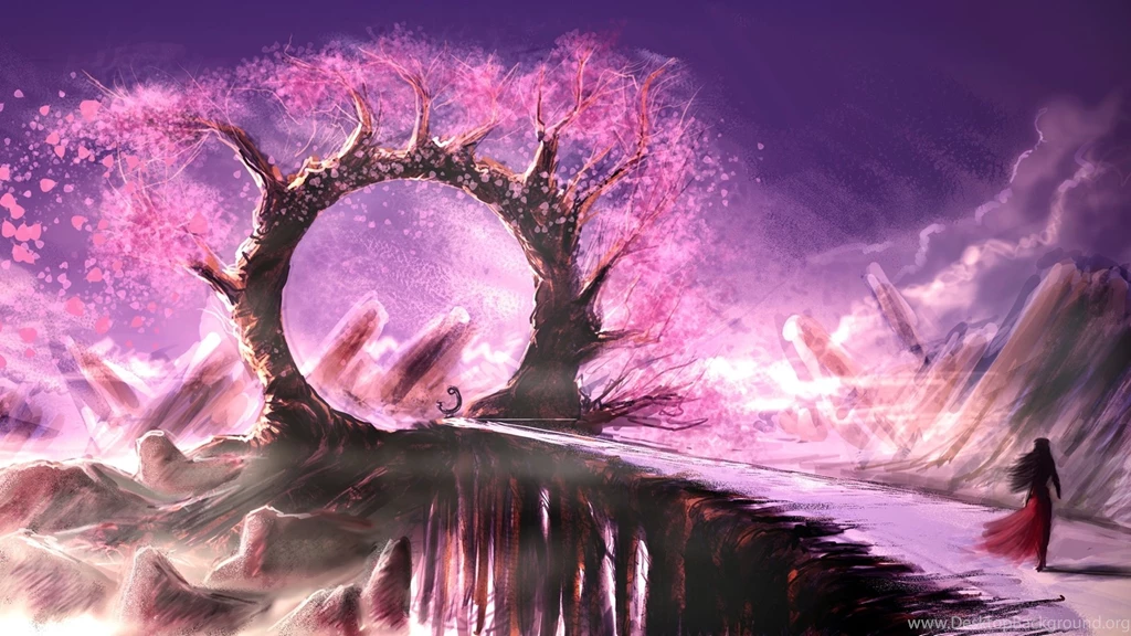 Tree Ring Arch, Pink, Leaves, Rocks, Girl, Art Pictures Wallpapers ...