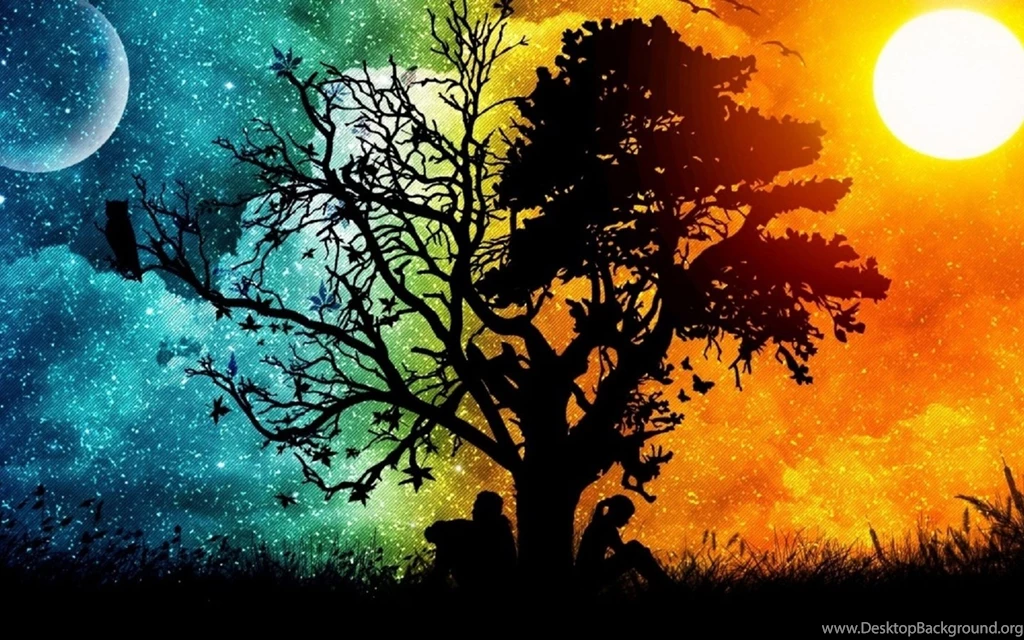 1440x900 Trees, Arts, Moon, Sun, Mystic Tree Art Wallpapers And ...