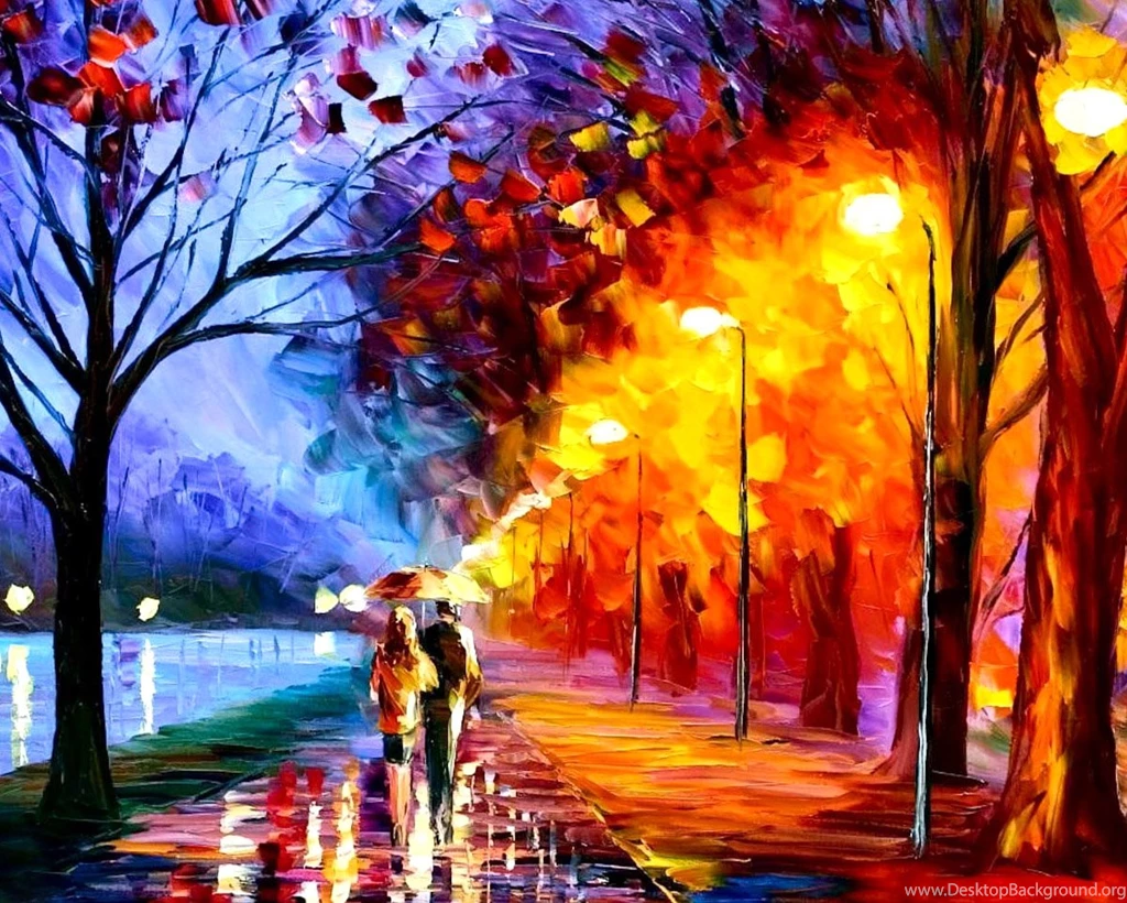 Autumn, Oil, Painting, Desktop, Wallpaper, Amazing, Absract ...