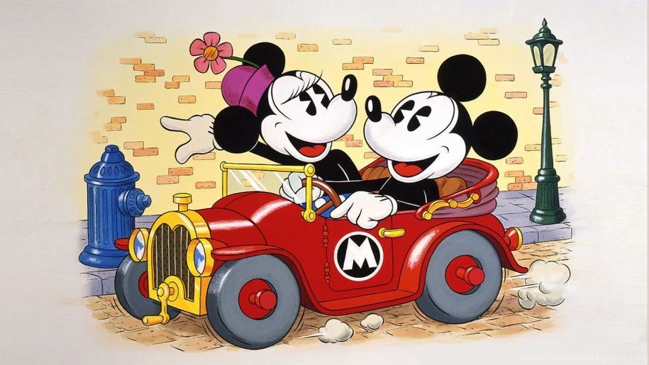 Mickey And Minnie Mouse Driving A Car Cartoon Wallpapers ...