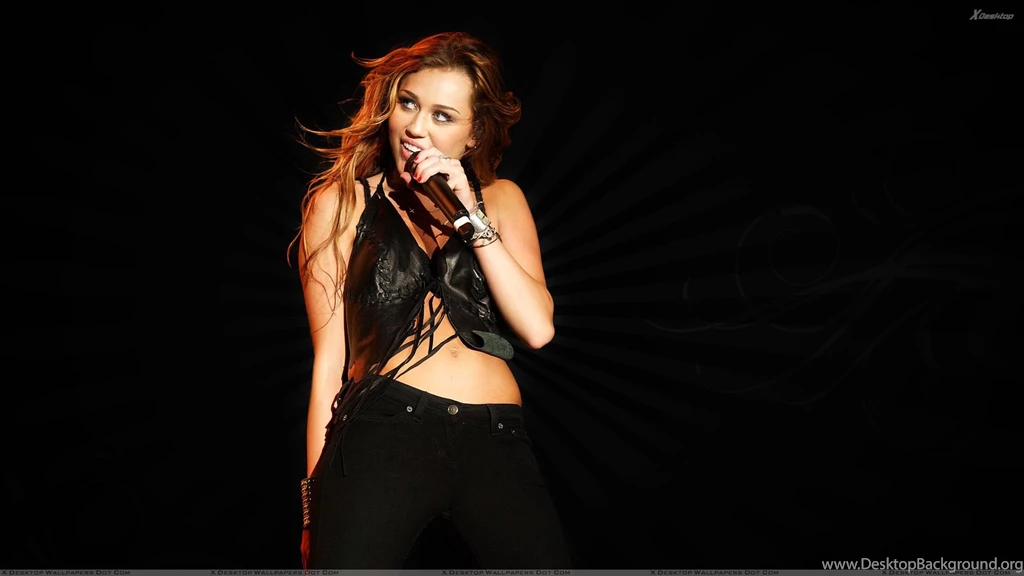 Miley Cyrus Mic In Hand Singing Photoshoot N Black Backgrounds ...