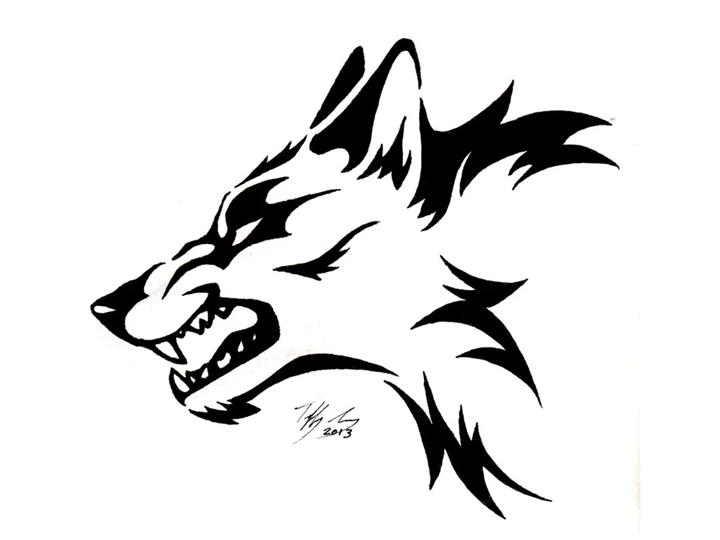 Angry Tribal Wolf Tattoo Design