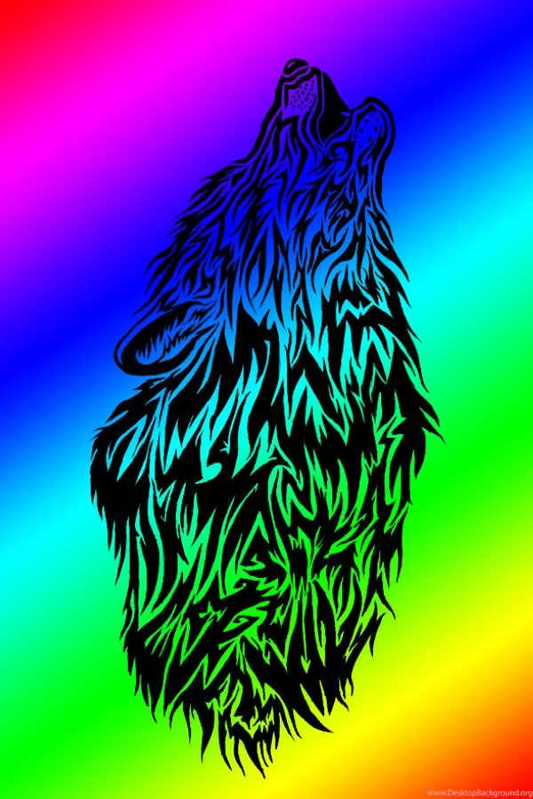 Rainbow Wolf Wallpapers Along With Rainbow Lorikeet Drawing ...
