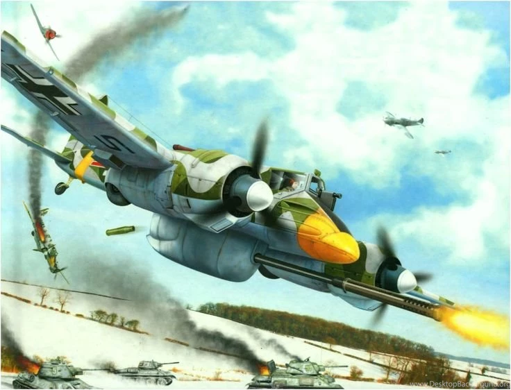Download Wallpapers Hs 129, German Aircraft, Ww2, War, Art ...