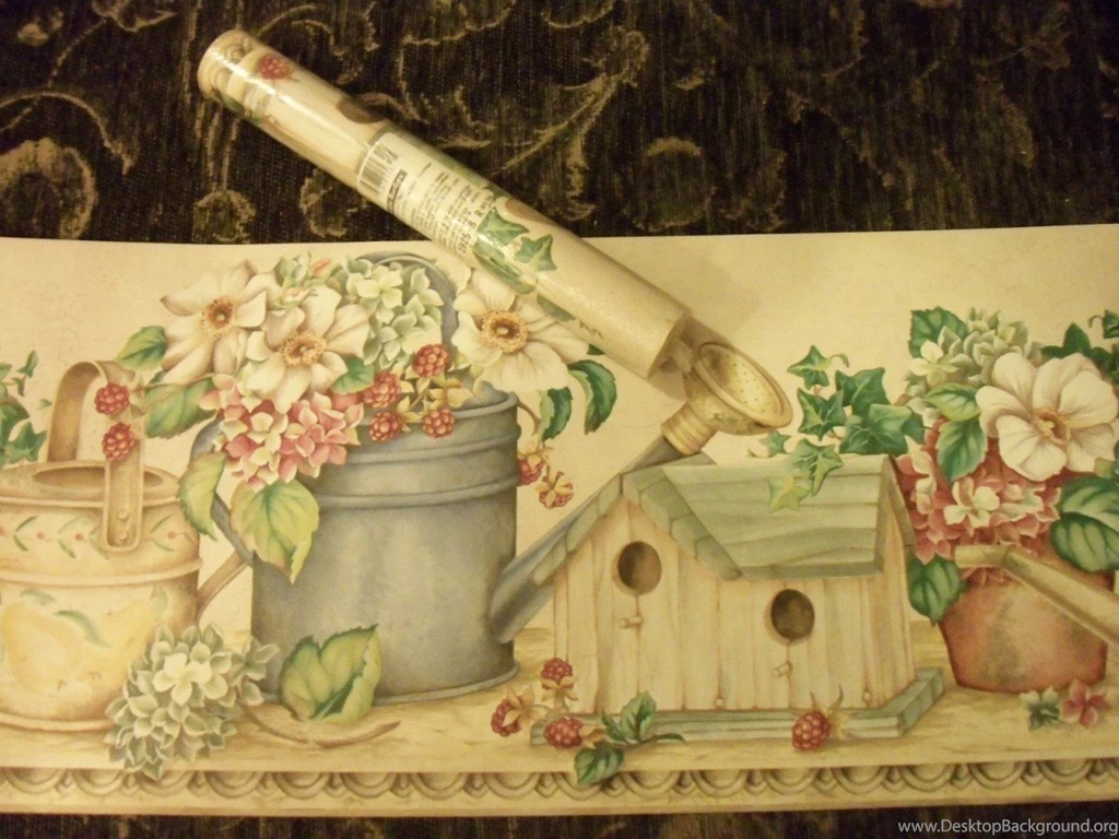 Gray Gardening Tools And Birdhouses Wallpapers Border Interior ...