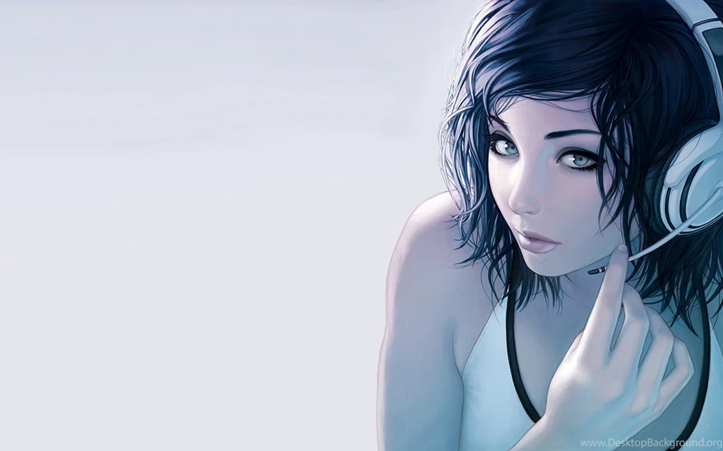 3D Girl With Headphone Wallpapers