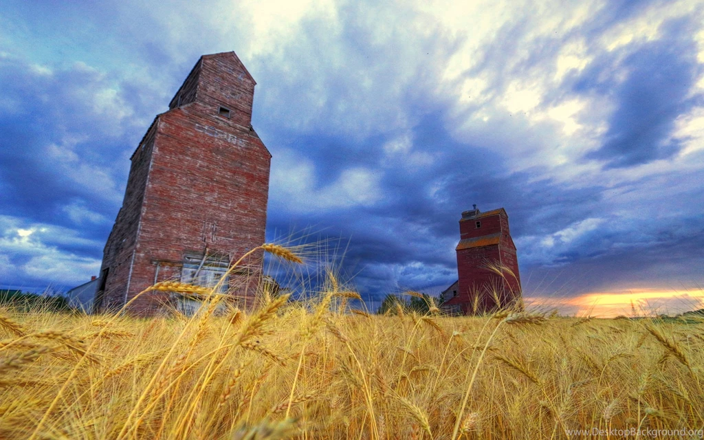 A47E3A Color Wallpapers: Prairie Sunset Grain Elevator Nature ...