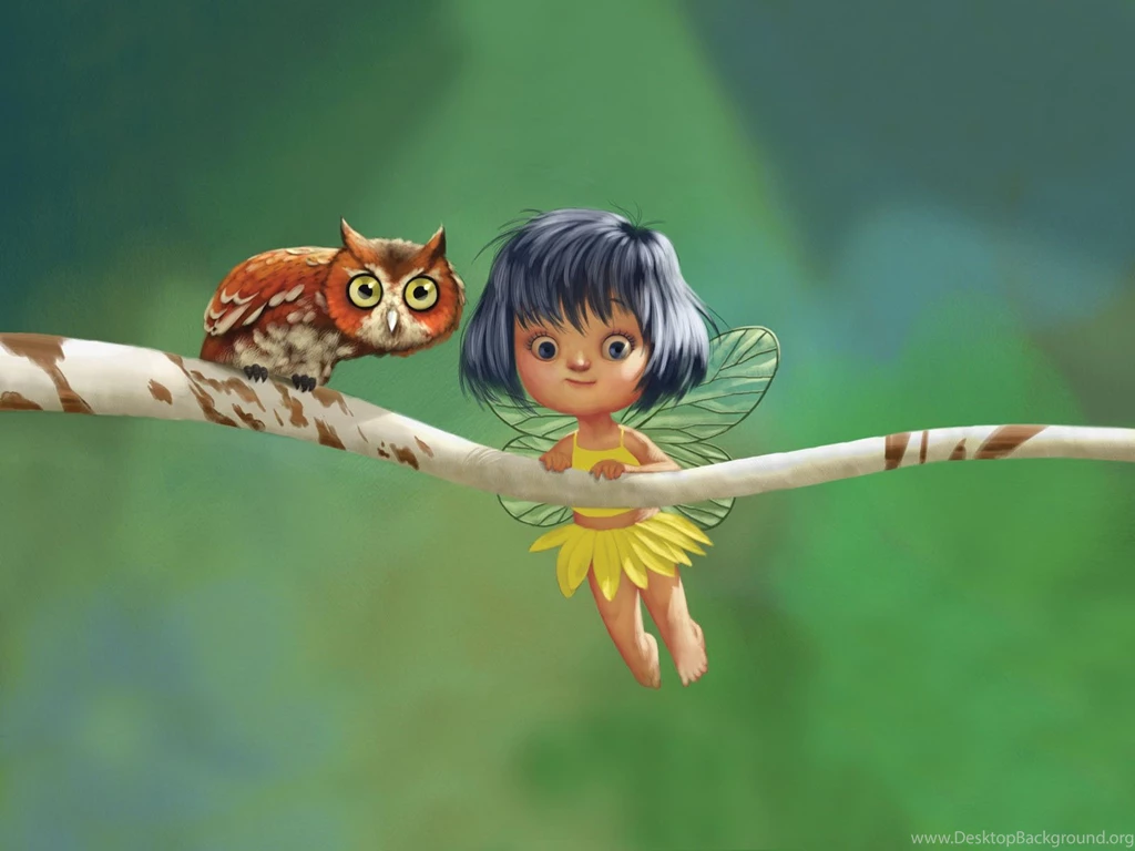 DIGITAL 3D OWL AND FAIRY WALLPAPER (