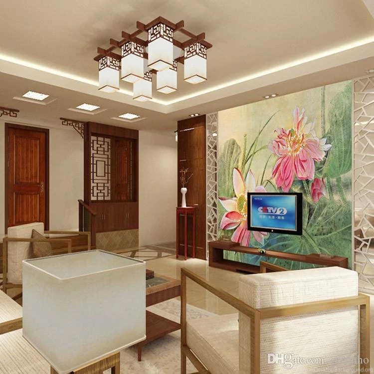 Vintage Lotus Painting Photo Wallpapers 3D Flower Wall Mural Custom ...