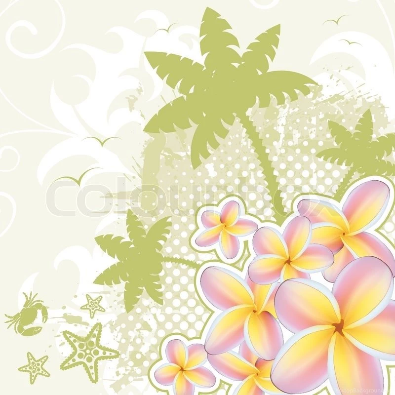 Summer Backgrounds With Palm Tree And Plumeria, Vector Illustration ...