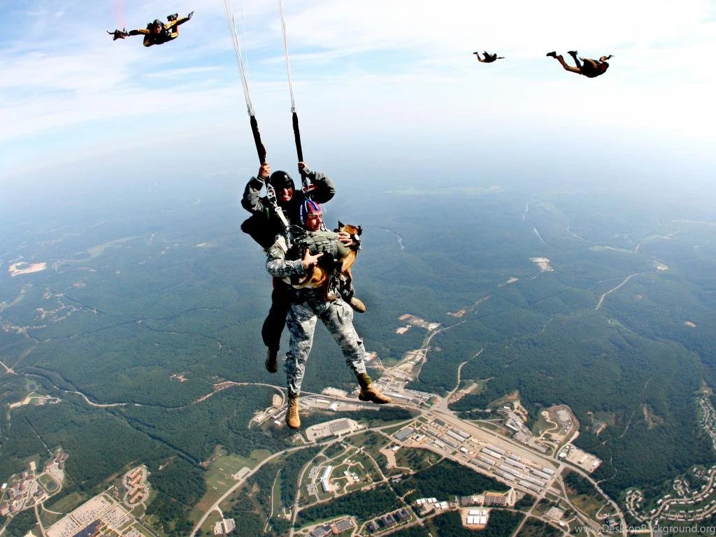 Soldiers Parachuting Airborne Operators