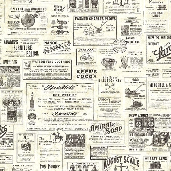 CTR64271 Cream Vintage Newspaper  Adamstown  By Chesapeake Wallpapers