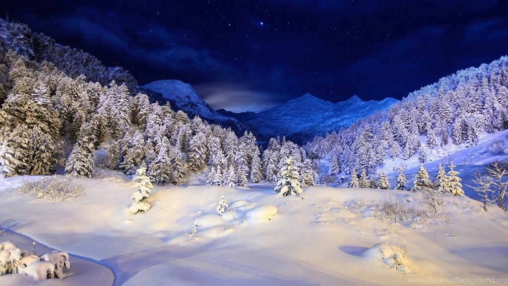 Winter Night Wallpapers Download Lake In Winter At Night Hd ...