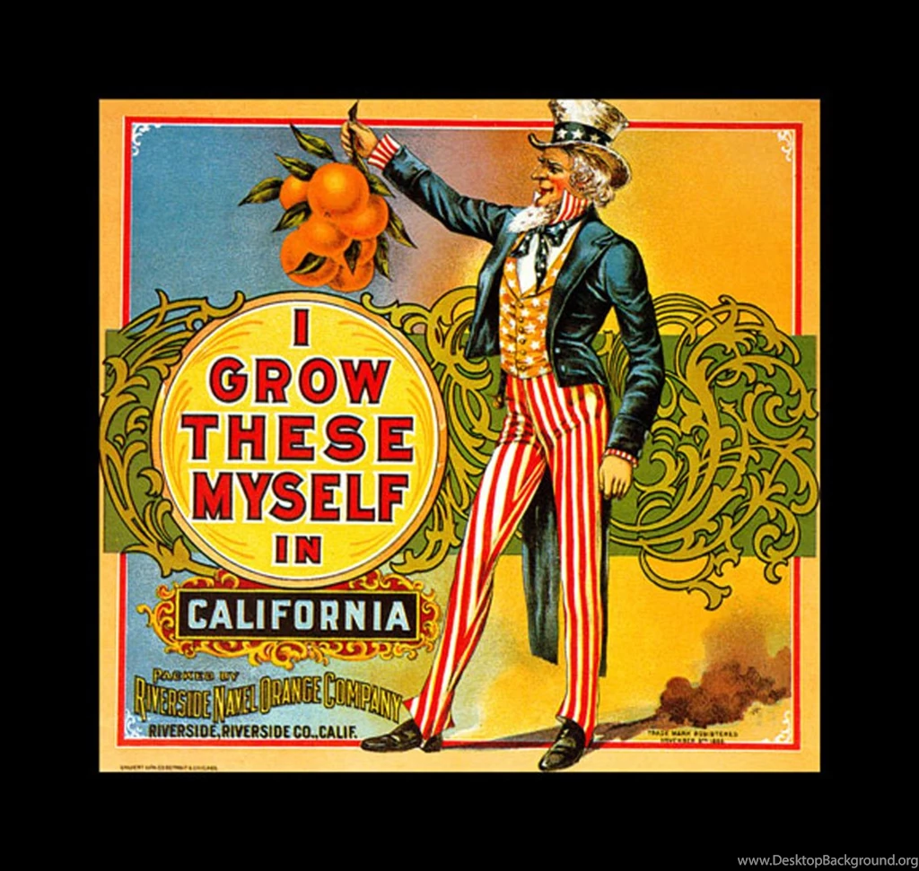 Uncle Sam California Free Vintage Fruit Crate Labels Wallpapers Image