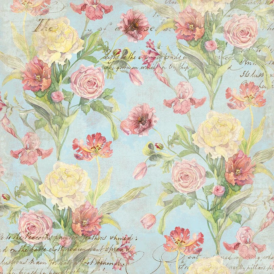 Fleurs De Pivoine Watercolor In A French Vintage Wallpapers Style ...