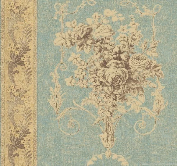 Ronald Redding French Historical Floral In Blue Antique Cream ...