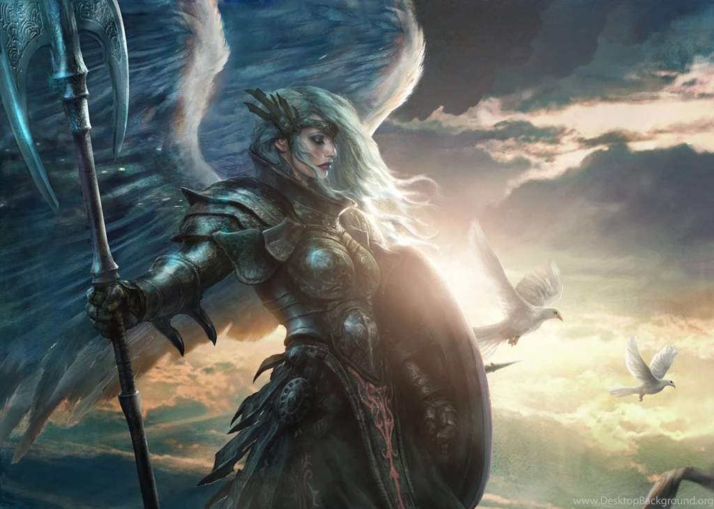 Girl Angel Arms Wings Art Warrior Wallpapers