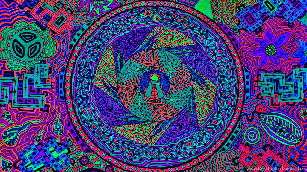 One Of My Old Drawing In Black Light. Have A Look! [OC] : Heavymind