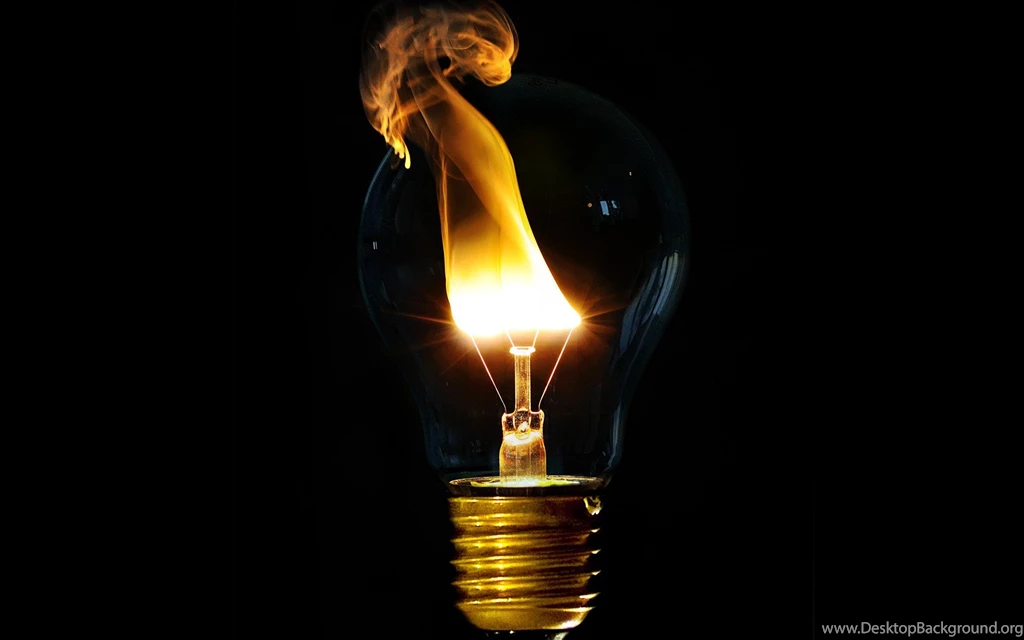 Light Fire Light Bulbs Black Backgrounds Wallpapers