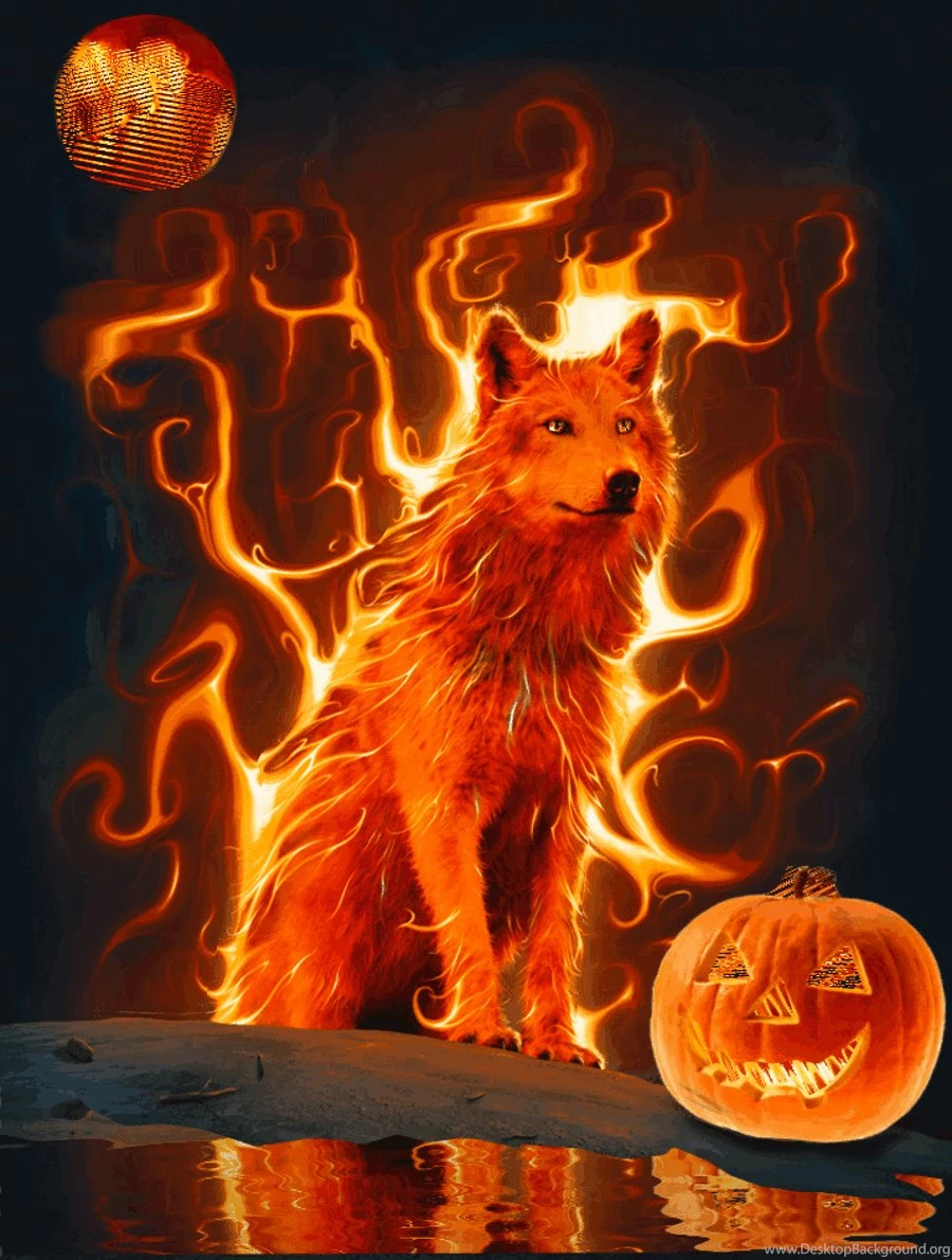 HOLIDAY FLAMING WOLF Large Animation 4 Wallpapers By Aim4Beauty On ...
