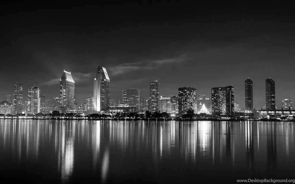 Travel & World Black And White San Diego Skyline Wallpaper. Black ...