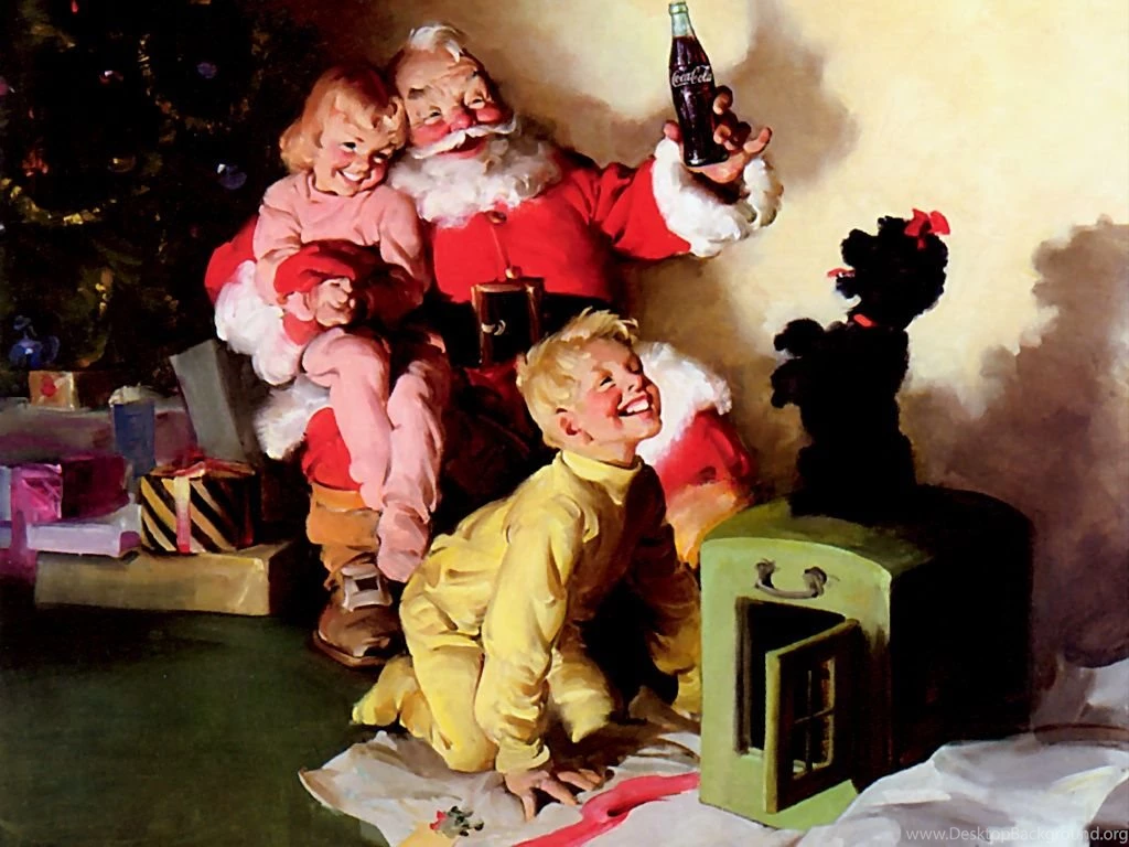 Coca Cola Santa And Performing Dog Christmas Santa Wallpapers Image