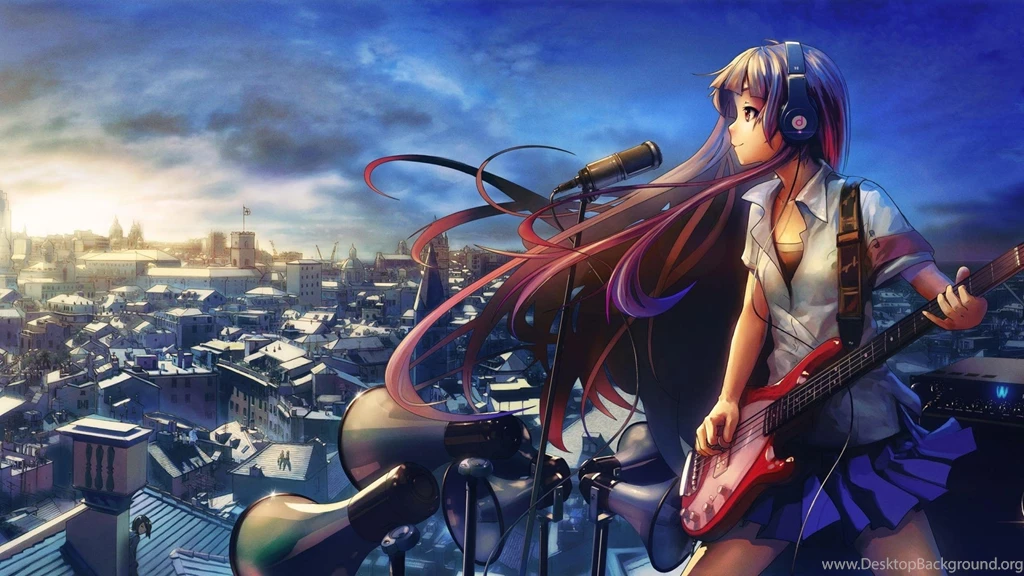 Wallpapers Group Girls Headphones Anime Girl Guitar 2560x1440 ...