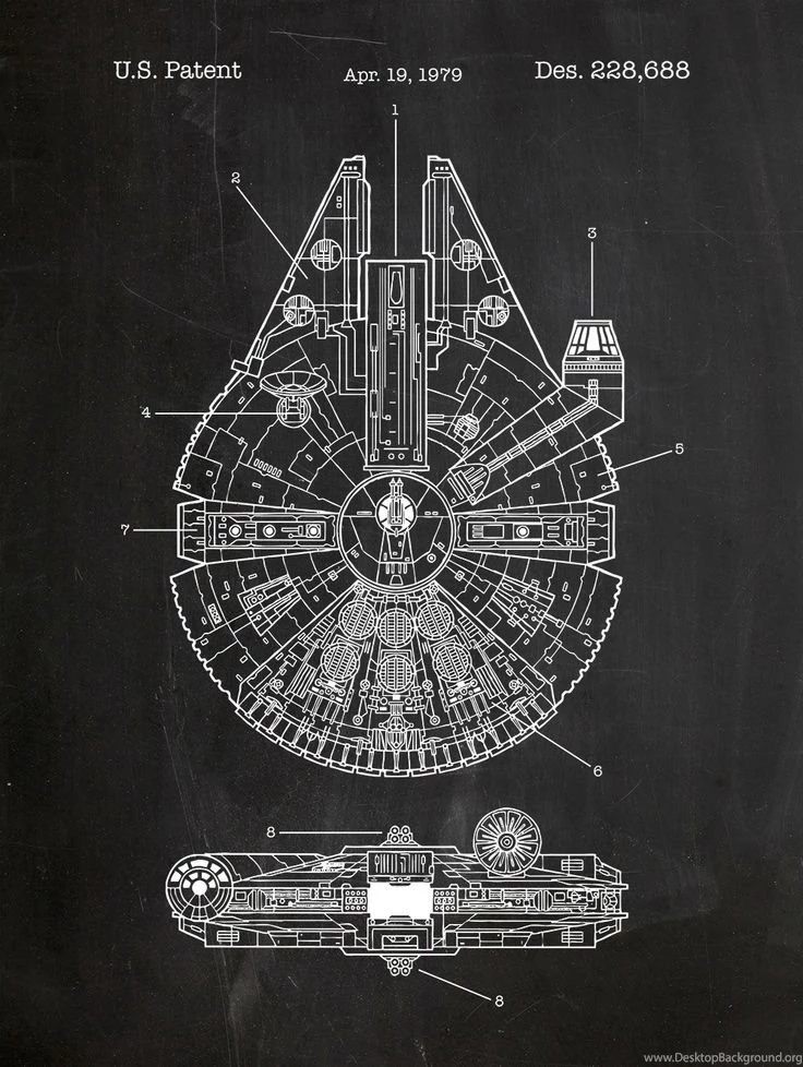Star Wars Millennium Falcon Screen Print Patent Art Force ...