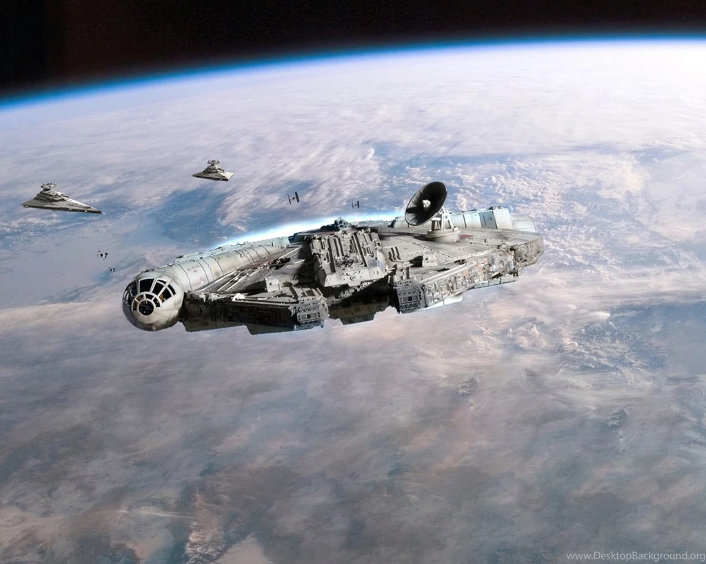 Planets Millenium Falcon Tie Fighters Star Destroyer