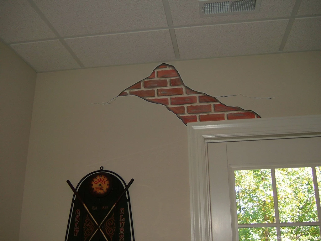 Exposed Brick Accents Painted In Bar Or Family Room