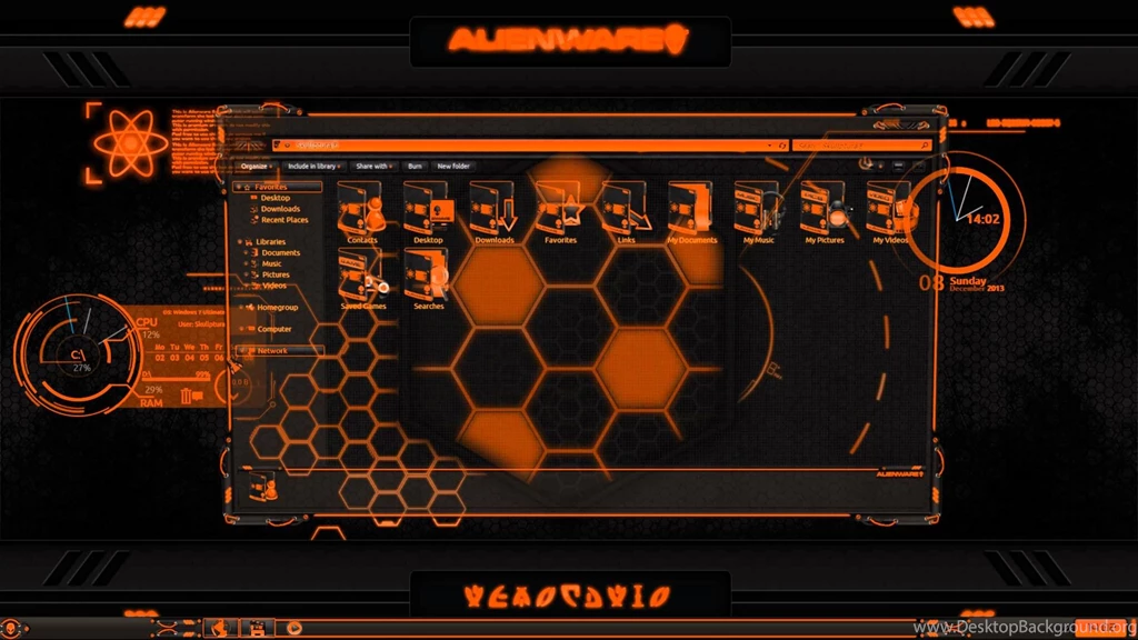 Alienware® Eclipse Orange Premium Theme For Windows Se7en With ...